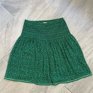 Max Studio Smocked Floral Micro Print Skirt Size Medium Green A-Line